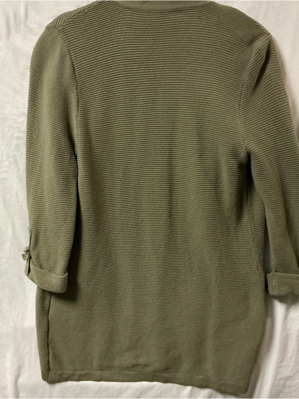 Chico's Olive Ribbed Open-Front Cardigan - Picture 3 of 3